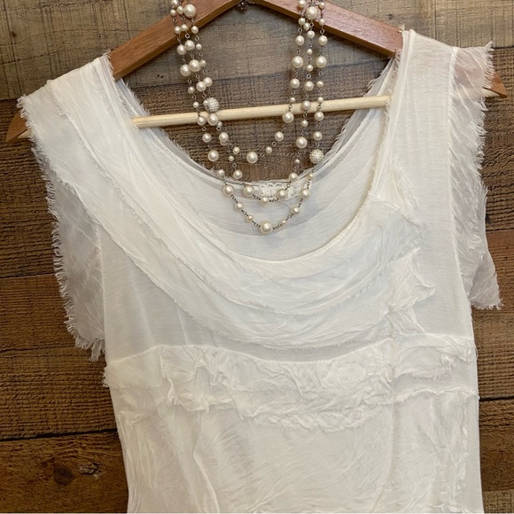 White Silk Tiered Sleeveless Slip Dress, Made in Italy - Picture 2 of 9